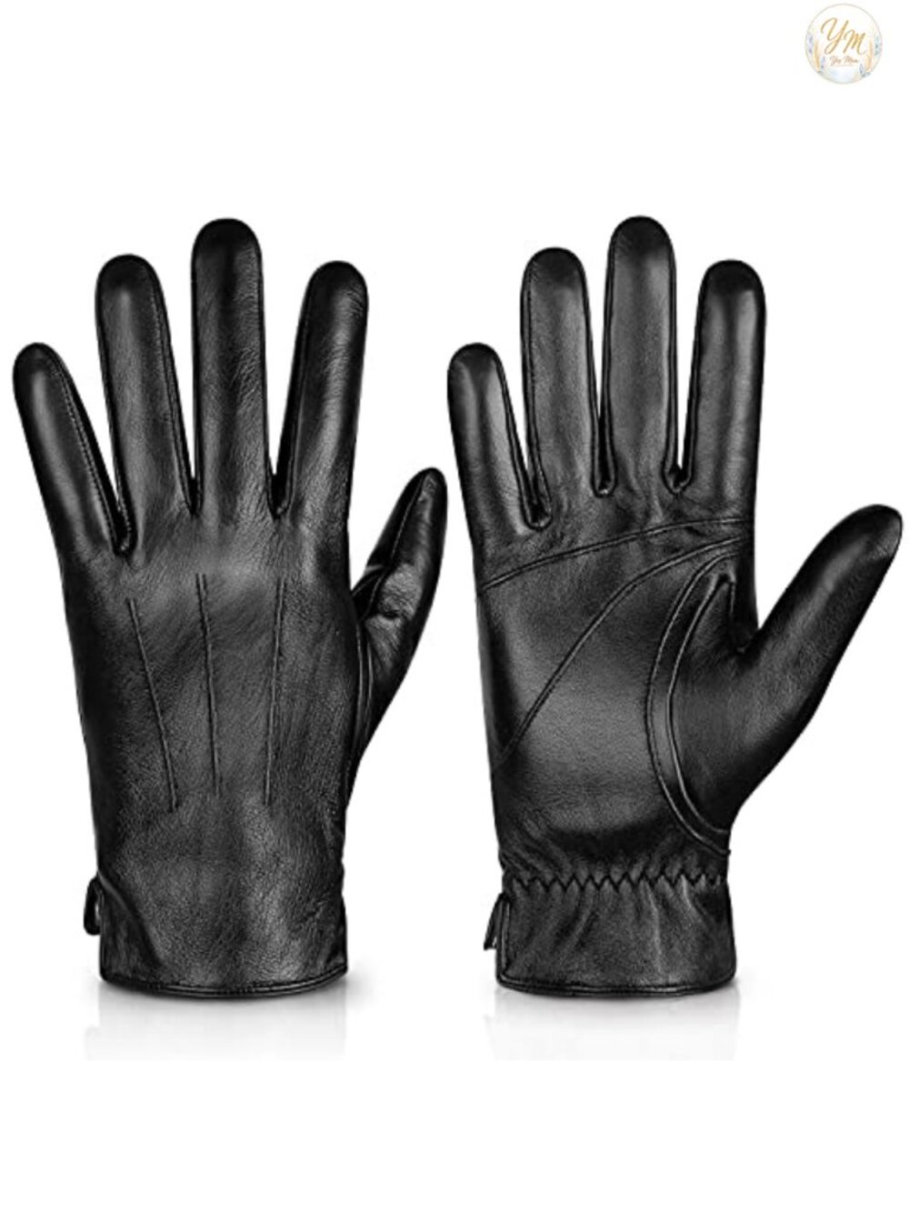 Genuine Sheepskin Leather Gloves for Men - Touchscreen Cashmere Lined Winter